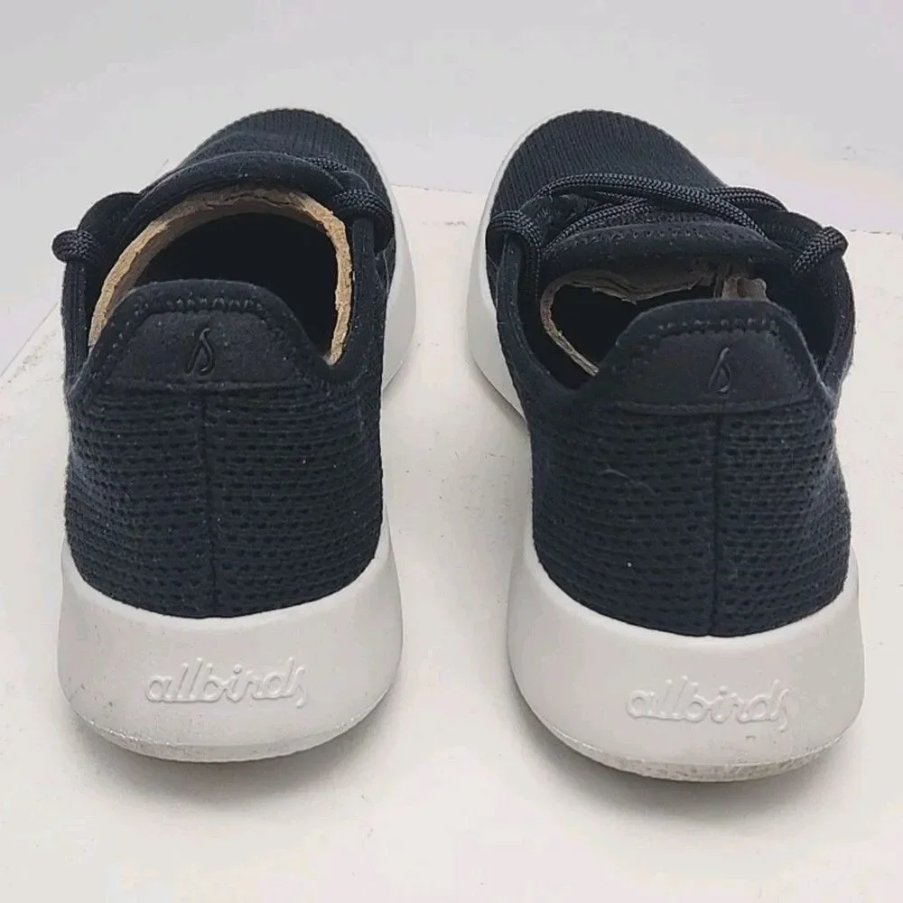 Allbirds Sneaker Shoe Tree Runner Women Size 7 Black White Lace-Up Mesh Run